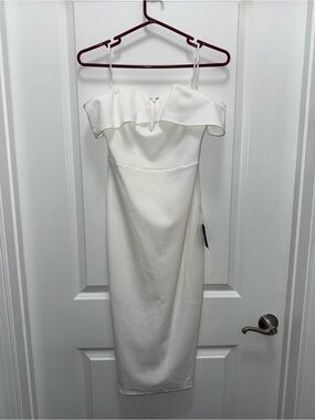 Lulus White Off-the-Shoulder Off-the-Shoulder Bodycon Midi Dress - NWT - Size S